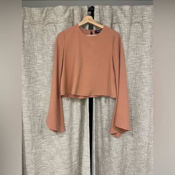 Pink / peach cropped shirt with flare arms - Picture 1 of 4